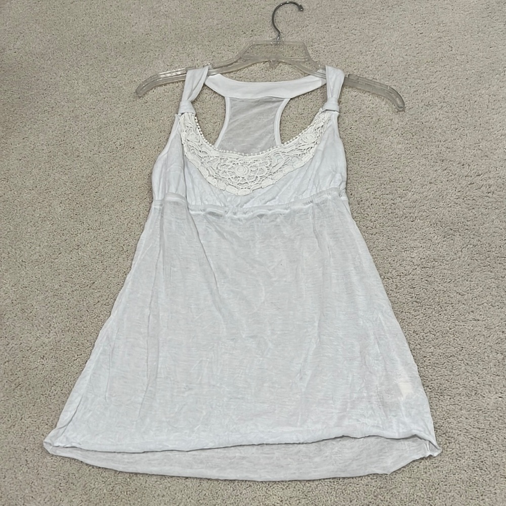 White Lace Detail Tank Top (Size Small)